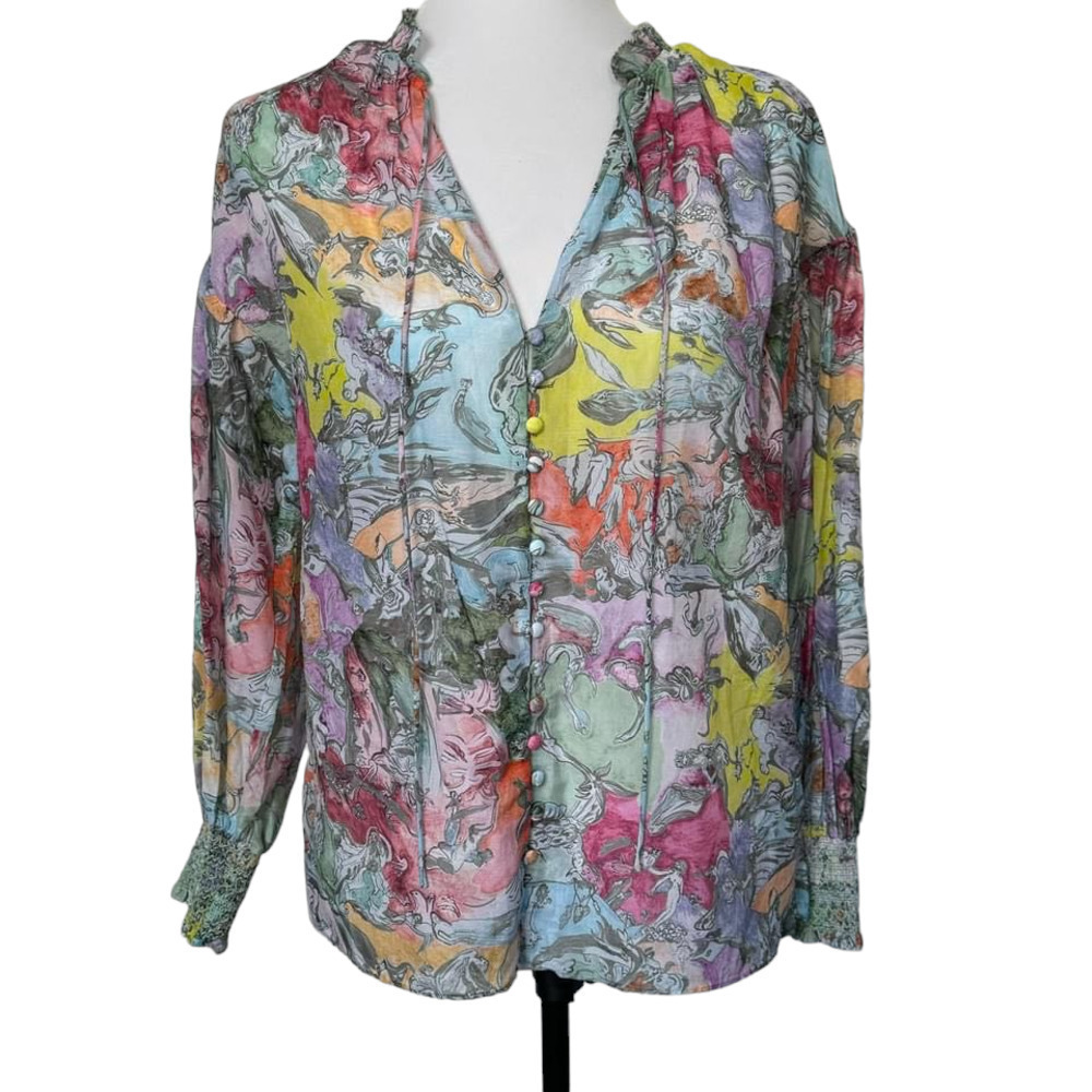 Alice + Olivia‎ Silk Blouse Top Long Sleeve Cotton Size XS